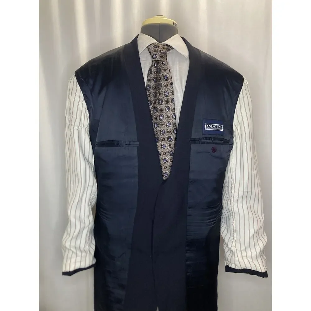 Lands End Mens 42R Blazer Navy Blue Wool 2 Button 45